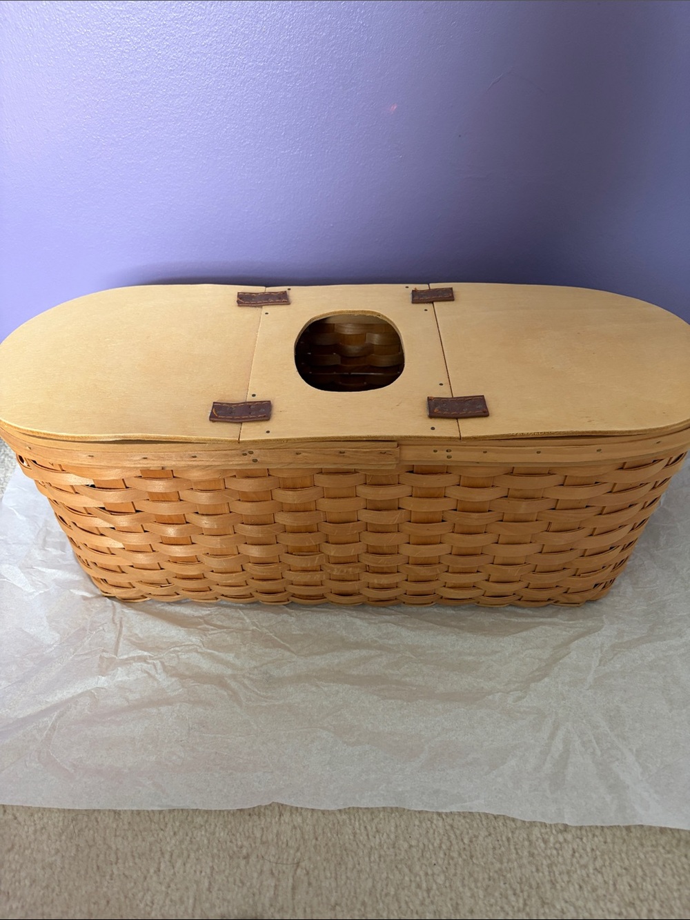 VINTAGE Taskets  Renaissance Woven Oval basket  - Natural Wood Tone